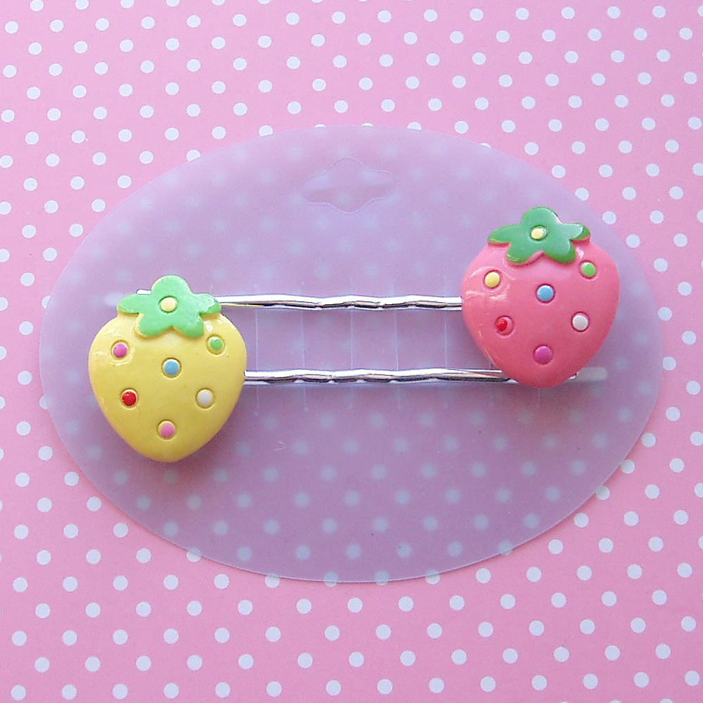 Spotty Strawberry Hair Clips