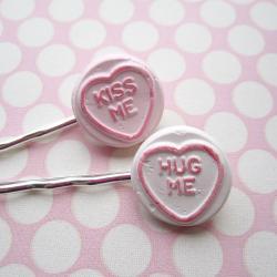 Candy Heart Hair Clips - set of 2