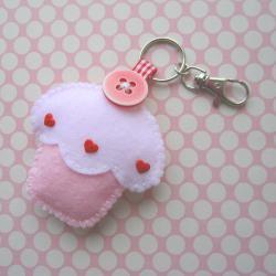 Cupcake Keyring Charm - Strawberry