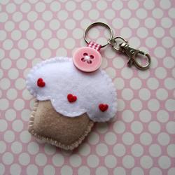 Cupcake Keyring Charm - Vanilla